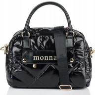 Torebki damskie - Torebka Damska Listonoszka MONNARI Pojemna KUFEREK Pikowana Lakierowana - miniaturka - grafika 1