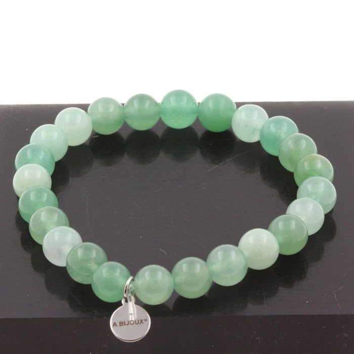 Kamienie i minerały. Bransoletka z koralików awenturynowych 8 mm. Wyprodukowano we Francji. Możliwość dostosowania rozmiaru.