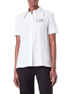 Love Moschino Damska koszula z krótkim rękawem Boxy Fit in Stretch Cotton Shirt, optical white, 40 - Koszule damskie - miniaturka - grafika 1