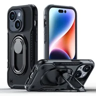Etui i futerały do telefonów - Joyroom Dual Hinge etui iPhone 14 pancerny pokrowiec z podstawką uchwytem ring holder czarne - miniaturka - grafika 1