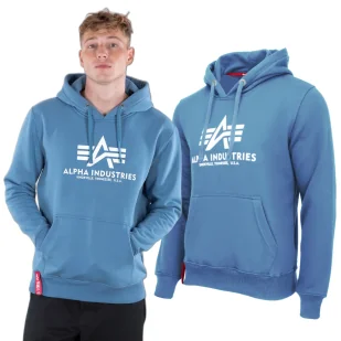 Bluza z kapturem Alpha Industries Basic 178312 538 - Niebieska - Odzież taktyczna i umundurowanie - miniaturka - grafika 1