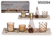 Świeczniki - Zestaw świeczników na drewnianej podstawce - miniaturka - grafika 1