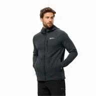 Kurtki męskie - Męska kurtka polarowa Jack Wolfskin KOLBENBERG HOODED FZ M phantom - L - miniaturka - grafika 1
