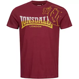 Lonsdale Męski T-shirt Melplash, Oxblood/Yellow/White, S - Koszulki męskie - miniaturka - grafika 1