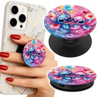 Uchwyty samochodowe do telefonów - Uchwyt do telefonu Popsocket na palce/stojak NIEBIESKI RÓŻOWY SERCE KWIATKI - miniaturka - grafika 1