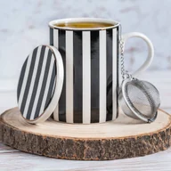 Kubki - Kubek z zaparzaczem do herbaty z pokrywką z sitkiem 380ml porcelanowy kubek zaparzacz porcelana - miniaturka - grafika 1
