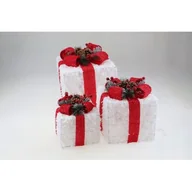 Ozdoby bożonarodzeniowe - Zestaw prezentów z LED biało-czerwony - miniaturka - grafika 1