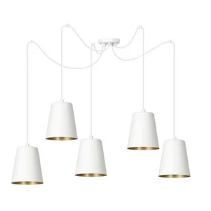 Emibig Link lampa wisząca 5-punktowa biała/złota 456/5 456/5 - Lampy sufitowe - miniaturka - grafika 1