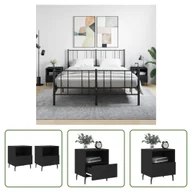 Szafki nocne - The Living Store Szafki nocne 2 szt. czarne 40x35x47,5 cm materiał drewnopochodny - miniaturka - grafika 1