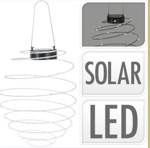 Lampa solarna ogrodowa Spirala  40 diod LED  ciepła biel Biała - Lampy ogrodowe - miniaturka - grafika 1