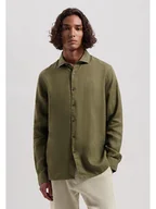 Koszule męskie - DSTREZZED Lniana koszula w kolorze khaki - miniaturka - grafika 1