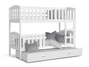 Łóżka dla dzieci i młodzieży - Łóżko piętrowe 200x90 białe KUBUŚ 3-osobowe - miniaturka - grafika 1