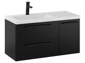 Szafki łazienkowe - Szafka Wisząca Z Umywalką RON 90 cm D Lewa - Czarny Mat - Uchwyty Czarne Matowe - miniaturka - grafika 1