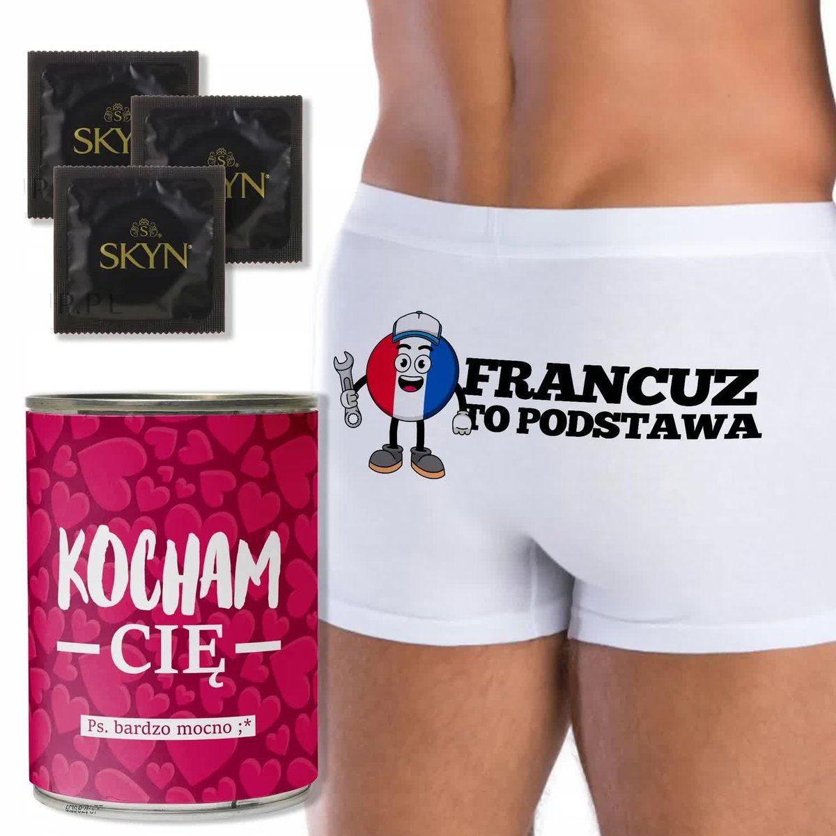 BOKSERKI MĘSKIE+ PREZERWATYWY Zabawna Puszka PREZENT na WALENTYNKI - L