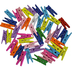 [17114] Klamerki drewniane 2,5cm kolorowe 45szt - Spinacze i klipsy do papieru - miniaturka - grafika 1