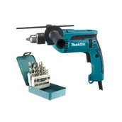 Wiertarki - Wiertarka udarowa HP1640X4 680 W + zestaw wierteł MAKITA - miniaturka - grafika 1