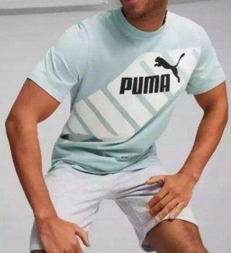 3314 Koszulka Męska Puma T-shirt Sportowa Bawełniana Błękitna S