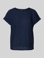 Koszulki i topy damskie - T-shirt o kroju relaxed fit z ażurową koronką model ‘TASSA’ - miniaturka - grafika 1