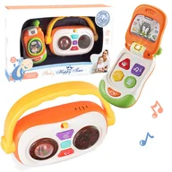 Zabawki interaktywne dla dzieci - Radio grające i telefonik z klapką 18m+ Zabawka 2w1 efekty świetlne - miniaturka - grafika 1