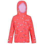 Kurtki i płaszcze dla dziewczynek - Regatta Unisex dzieci Bibiana wodoodporna w pełni wyściełana kurtka z kapturem z odblaskowymi wykończeniami kurtki wodoodporna powłoka Ognisty koralowy ptak foliowy XXL - miniaturka - grafika 1