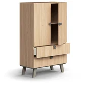 Szafy biurowe - Szafa QBUS, 2 półki + 2 szuflady, nóżki, uchwyty, 1332x800x420 mm, dąb - miniaturka - grafika 1