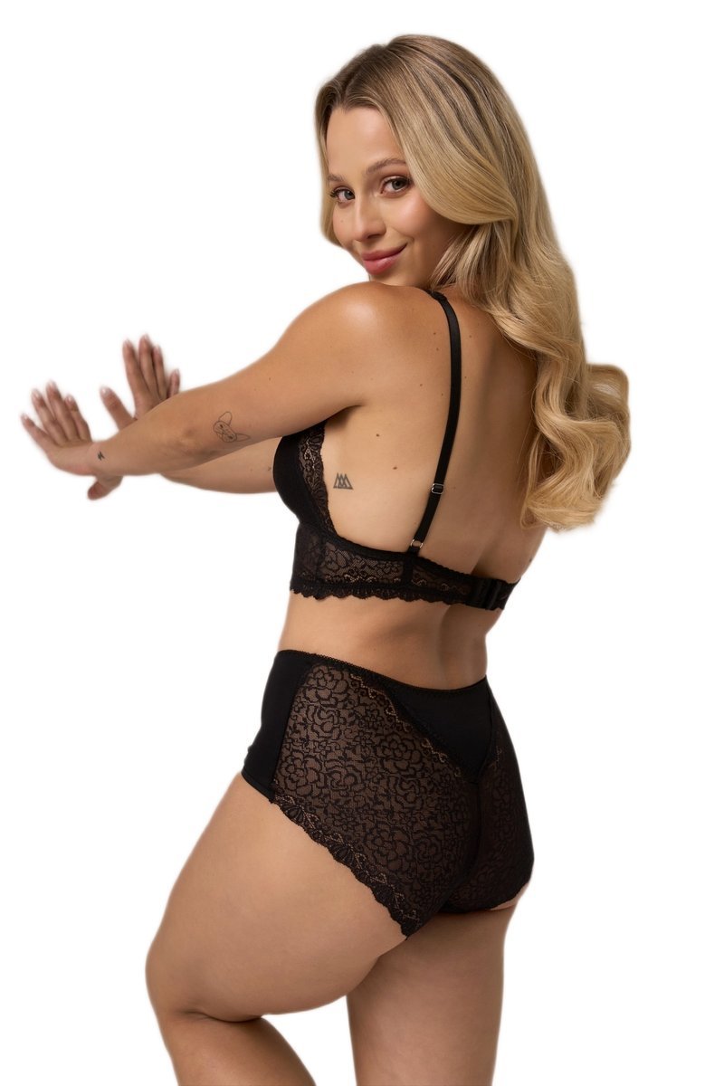 Figi damskie z koronkowym tyłem 214 czarne S