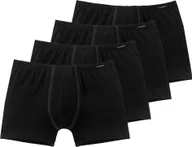 Majtki męskie - SCHIESSER Herren Shorts 4er Pack - Spodnie, Bokserki, Niezbędne, Bawełna Stretch Schwarz XL - miniaturka - grafika 1