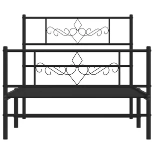 Metalowa rama łóżka z wezgłowiem i zanóżkiem, czarna, 80x200 cm Lumarko! - Łóżka - miniaturka - grafika 5