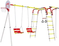 Place zabaw - Plac zabaw AKROBATA ogród Drabinka + huśtawka łańcuchowa + kosz Stal - miniaturka - grafika 1