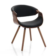 Krzesła - Krzesło Visby 2 Dark Wood z drewna orzechowego i czarnej skóry, idealne do nowoczesnej jadalni, wys. 72 x szer. 53 x gł. 59 cm - miniaturka - grafika 1