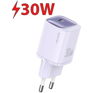 USAMS Ład. siec. CC251 30W GaN USB-C Fast Charging HC Series fioletowy/purple CC251TC03 - Ładowarki do telefonów - miniaturka - grafika 1
