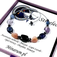 Bransoletki - Bransoletka znak zodiaku Strzelec Obsydian Lapis Lazuli Opal bransoletka z kamieni naturalnych - miniaturka - grafika 1