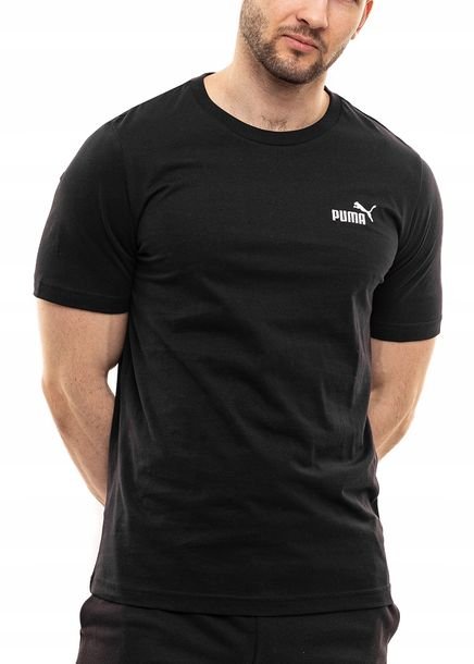 Koszulka Męska PUMA Bluzka Sportowa T-shirt Bawełniana Czarna Tee r. S