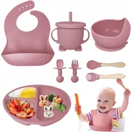 Zestawy naczyń dla dzieci - ZESTAW DO KARMIENIA SILIKONOWA ZASTAWA STOŁOWA DLA DZIECI 8CZĘŚCIOWY ZESTAW - miniaturka - grafika 1