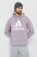 Bluzy męskie - adidas bluza bawełniana męska kolor fioletowy z kapturem z nadrukiem - miniaturka - grafika 1