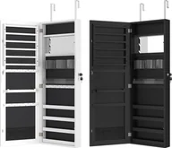 Biżuteria - akcesoria - LZQ Szafka na biżuterię z lustrem na całej długości i aksamitnie miękką podszewką - stojak na biżuterię na kolczyki, naszyjniki, pierścionki i kosmetyki, elastyczny montaż na drzwiach lub ścianie, biały - miniaturka - grafika 1