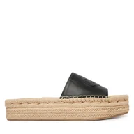 Espadryle damskie - Espadryle Calvin Klein Flatf Espa Mule Lth Mg HW0HW03027 Czarny - miniaturka - grafika 1