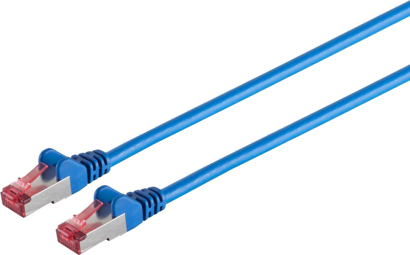 Kabel sieciowy patch S/CONN, kat. 6A, S/FTP, PIMF, bezhalogenowy, GHMT-CERTIFIED, niebieski, 0,15 m (75711-A0.15B)