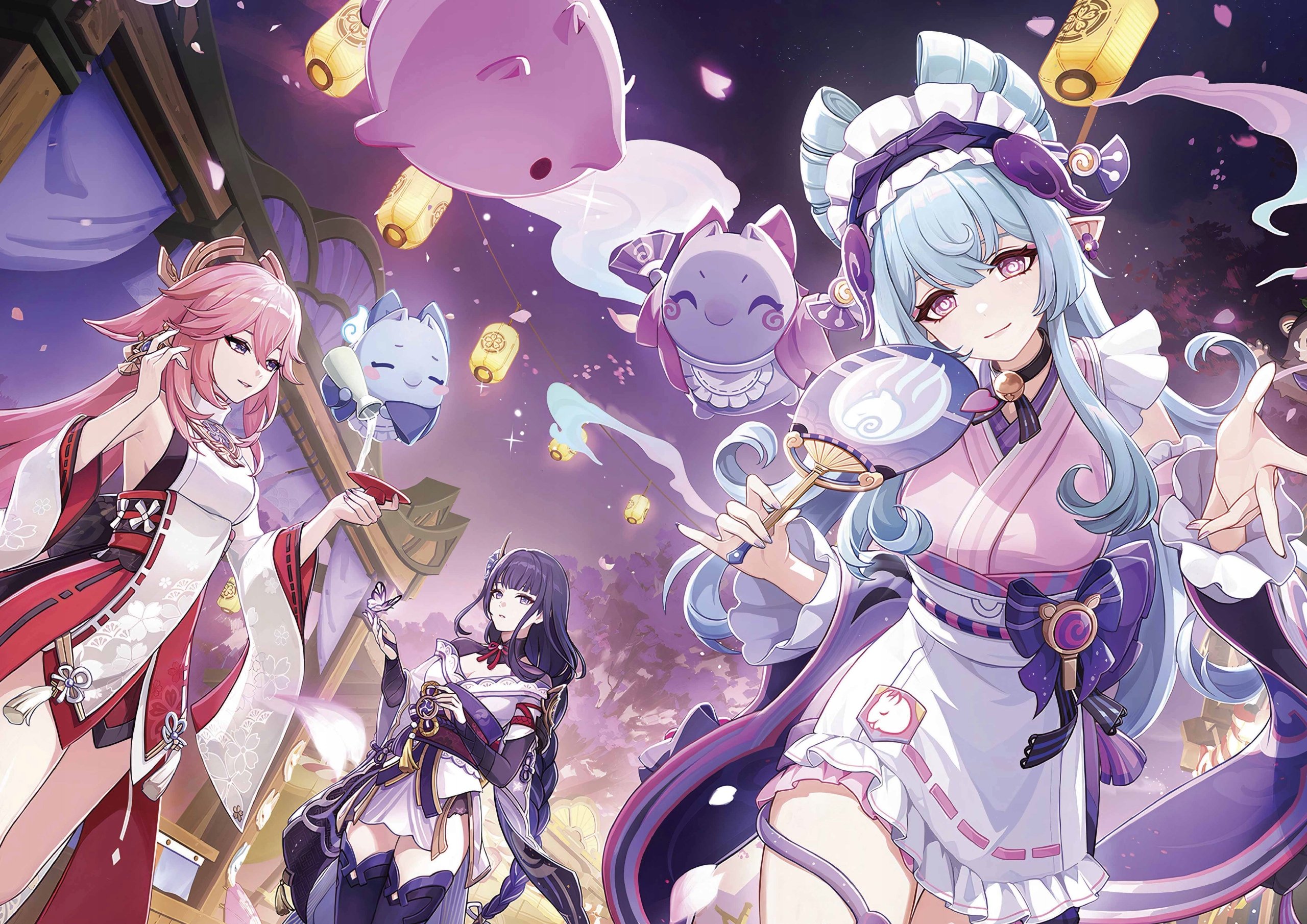 Plakat A3 Genshin Impact Anime Gra Mizuki Yumemizuki Raiden Shogun Yae Miko