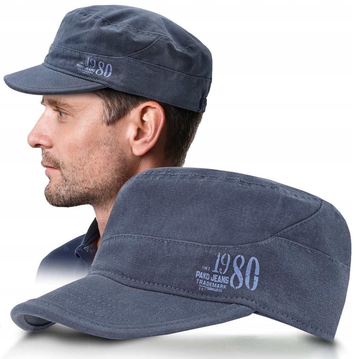 PATROLÓWKA Męska Czapka z Daszkiem Bawełniana GRANATOWA Pako Jeans