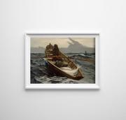 Plakaty - Plakat retro do salonu Ostrzeżenie przed mgłą Winslow Homer A3 30x40cm z ramką pion - miniaturka - grafika 1