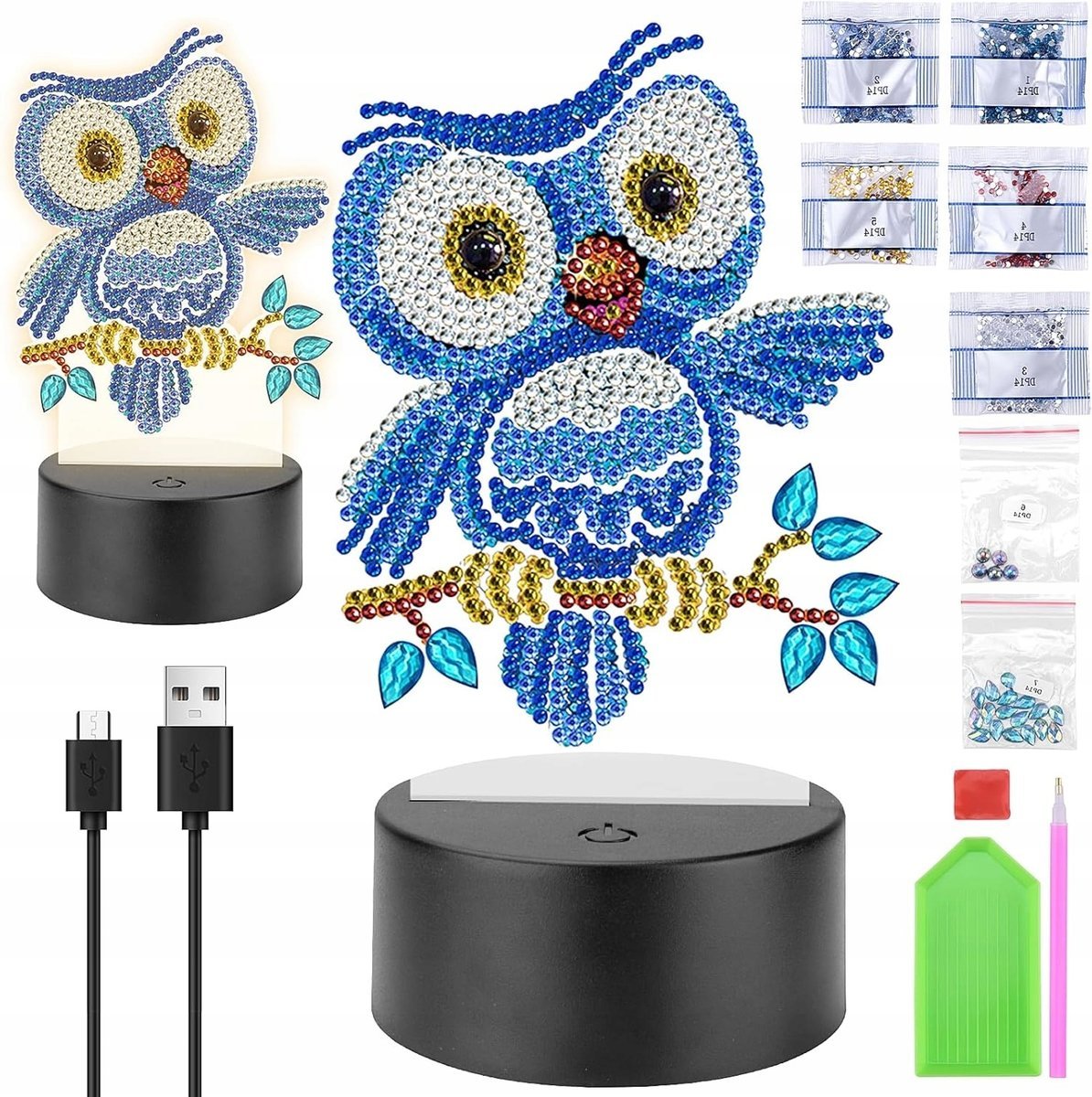 Zestaw do Malowania Diamentami dla Dziewczynek 5-10 lat SOWA LAMPA