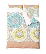 Pościel - Pościel satynowa 220x200 Harmon beżowa turkusowa żółta Satin Home 1 - miniaturka - grafika 1