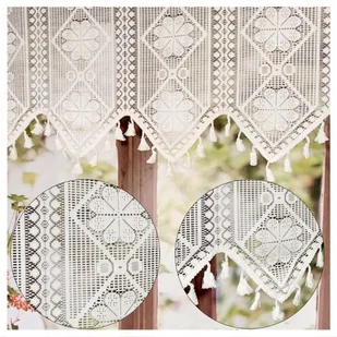 Zazdrostka boho do kuchni zazdrostki z frędzlami koronkowe SHABBY 175/60cm - Firany - miniaturka - grafika 1