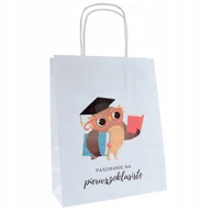 Akcesoria do pakowania - Torba papierowa 18x8x22 z nadrukiem dla dzieci do szkoły na PASOWANIE - miniaturka - grafika 1