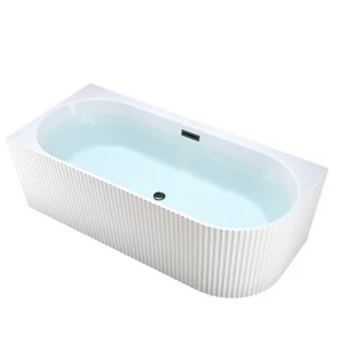 Wanna ryflowana przyścienna narożna lewa korek oraz przelew czarny 140 cm Rio Hydrosan - Wanny - miniaturka - grafika 1
