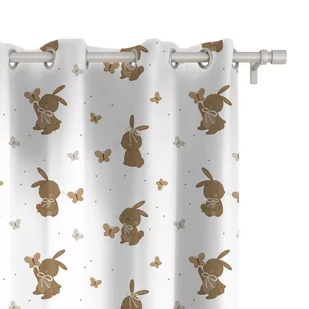Zasłona dla dzieci BUNNY BLISS wzór D254 | zajączki w motylkach 150 x 240 cm tkanina zaciemniająca - Firany i zasłony dla dzieci - miniaturka - grafika 1