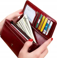 Portfele - Damski Portfel Skórzany duży pojemny elegancki - miniaturka - grafika 1