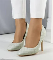 Półbuty damskie - Zielone szpilki pikowane Nadelia-37 - miniaturka - grafika 1