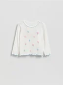 Bluzki dla niemowląt - Reserved - Prążkowana koszulka z nadrukiem - złamana biel - miniaturka - grafika 1